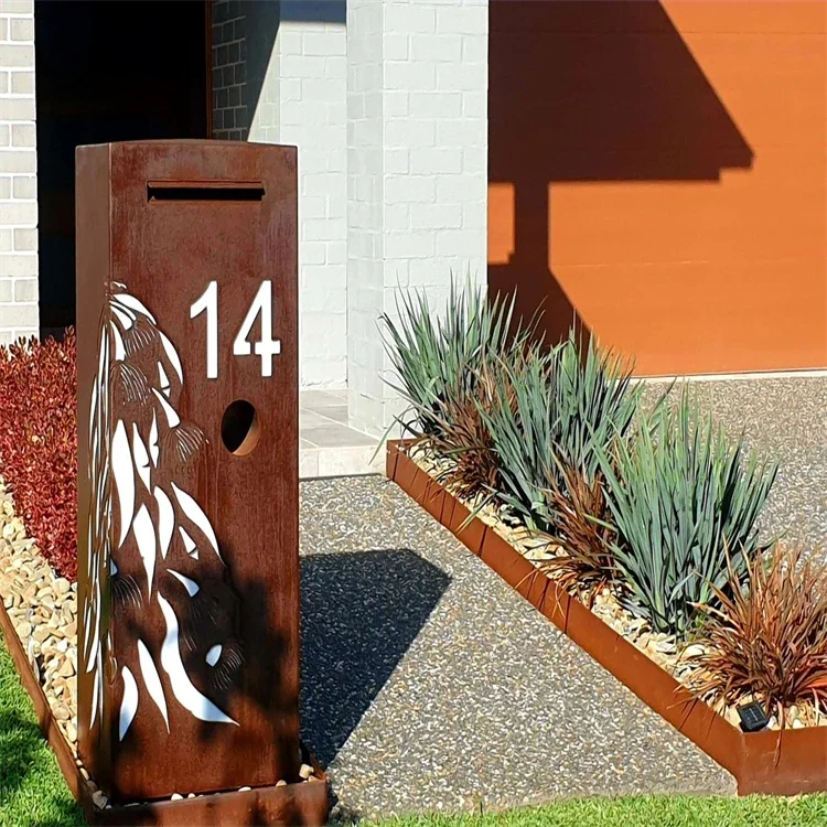 Weathering steel mailbox decoration for mailbox outdoor post office box