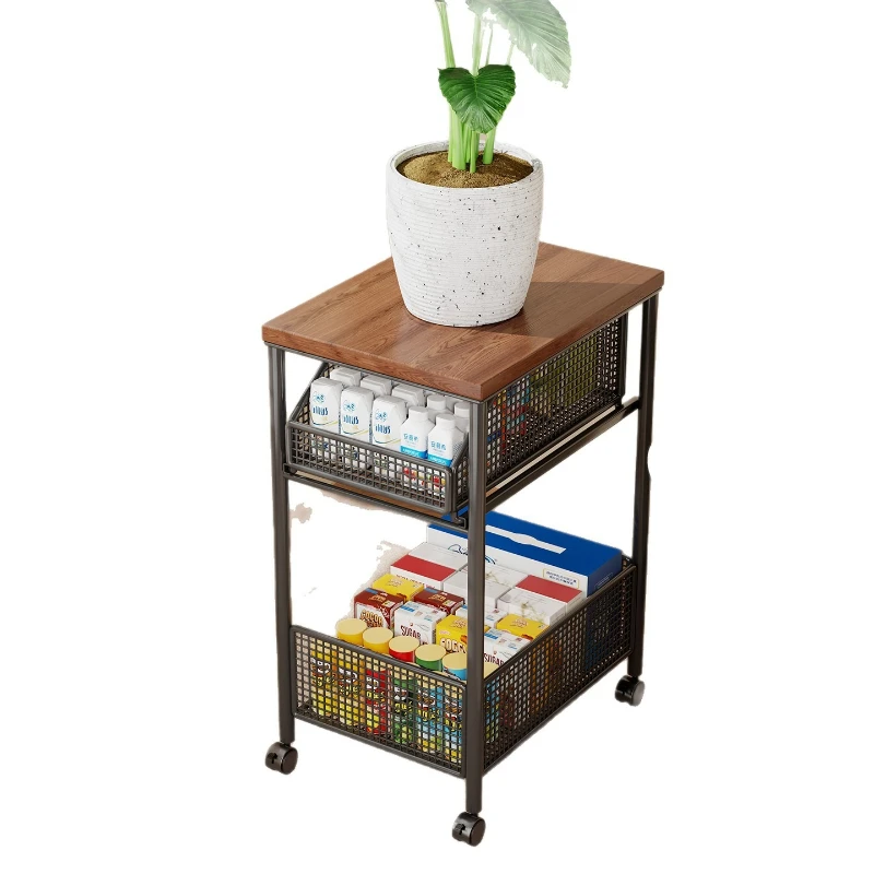 medieval side few trolleys, floor-to-ceiling multi-layer snack storage, next to the household sofa, bedside shelf in the bedroom