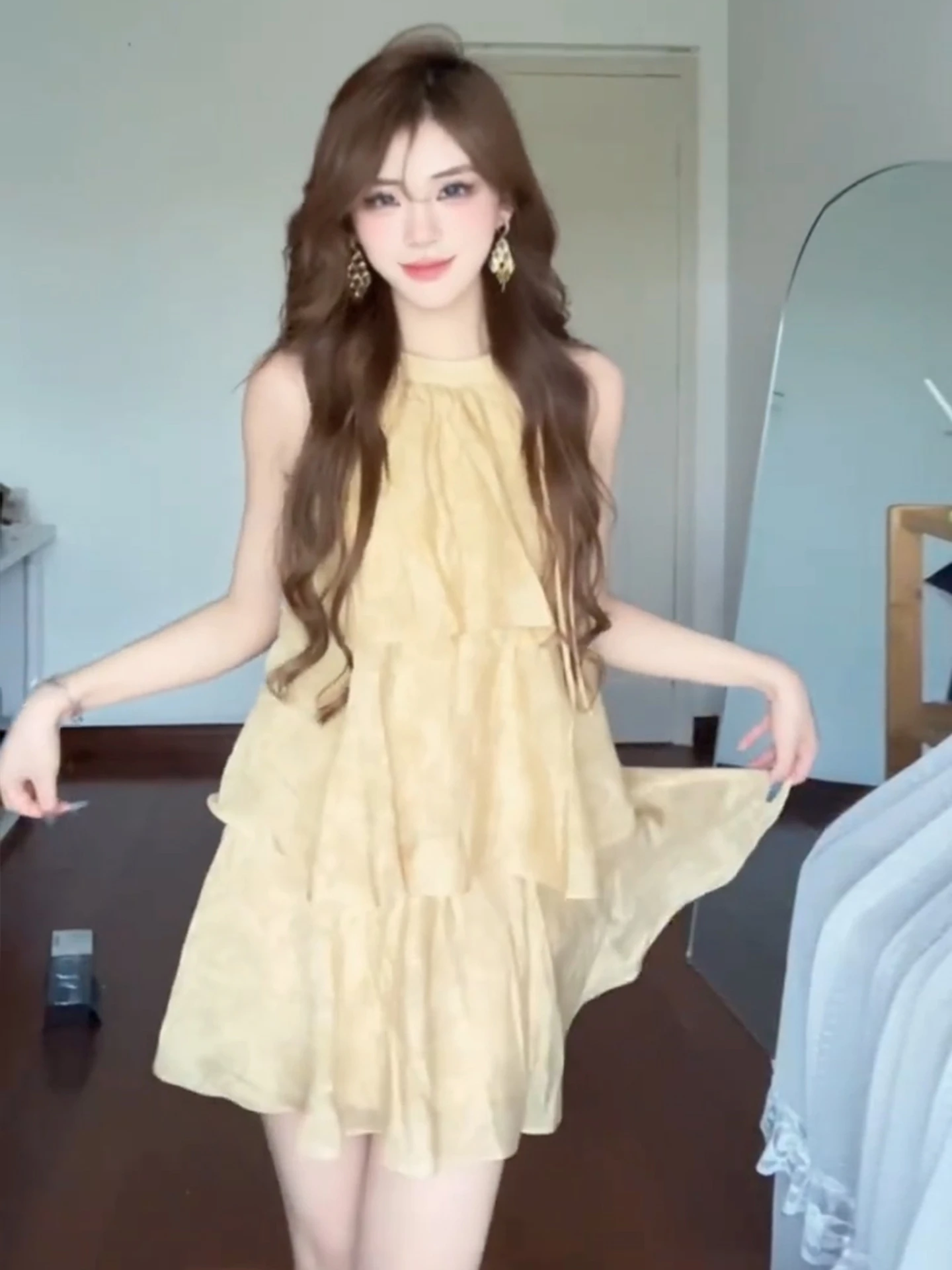 Summer Beach Vaion Blumendruck Svel ter Dr Damen Neues 2025, A-Linie-Kleid mit hoher Taille und Rock für Damen