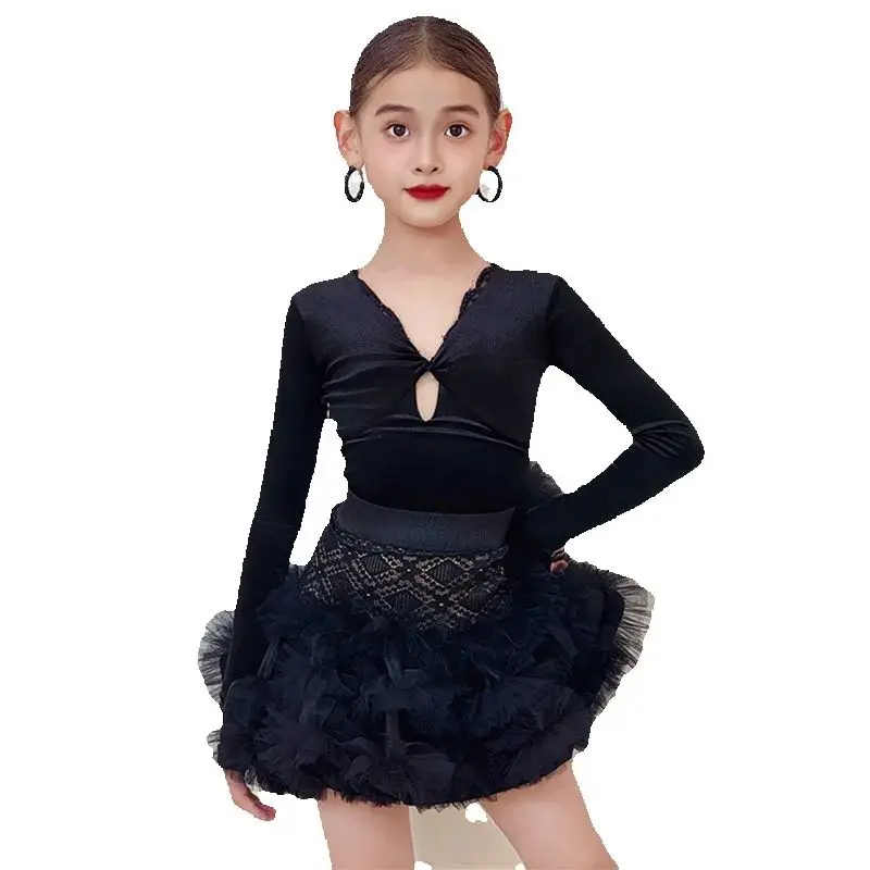 Sukienka na zawody tańca towarzyskiego dla dzieci, strój do tańca dla dziewcząt, sukienki do tańca latynoamerykańskiego, kostium sceniczny SL14543