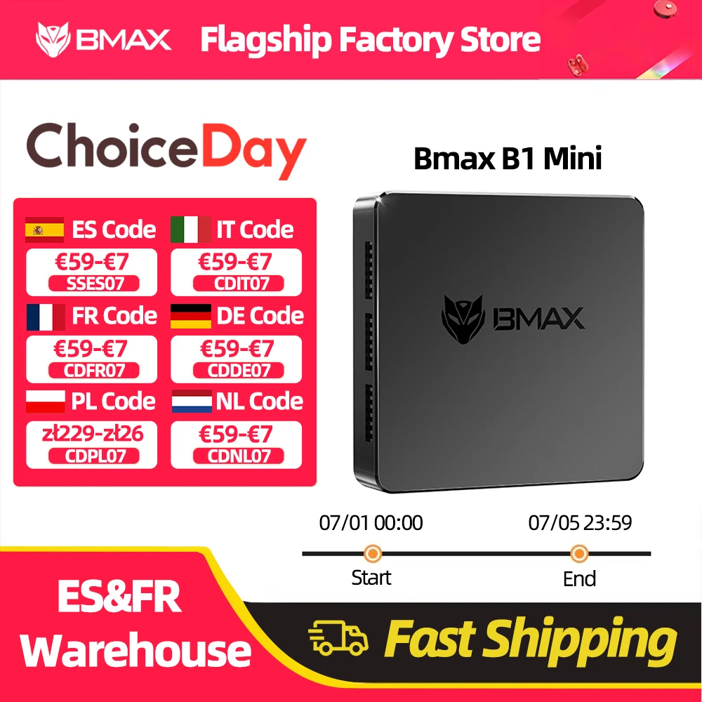 BMAX Mini PC B1 Mini Windows11Pro 8GB RAM 128GB ROM N4000 Micro Desktop Computer Dual- Band WiFi Mini Pc