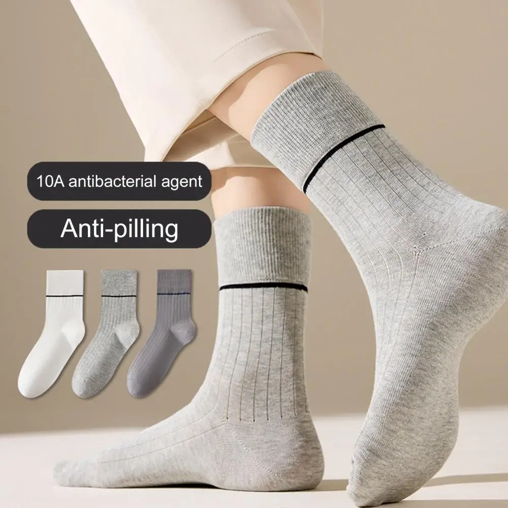 Calzini antibiosi da uomo Calzini eleganti in cotone da uomo Calzini a costine con tecnologia antibiosi inodore Traspirante Casual per uomo