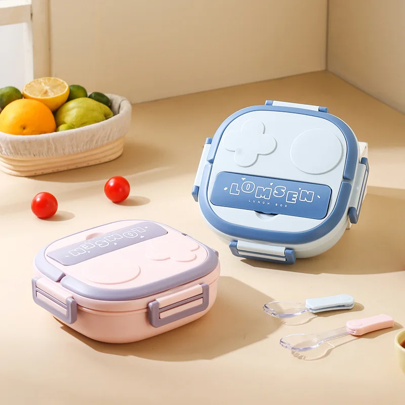 

Детский однослойный ланч-бокс с тремя отделениями из нержавеющей стали 304, милый изоляционный портативный ланч-бокс Bento