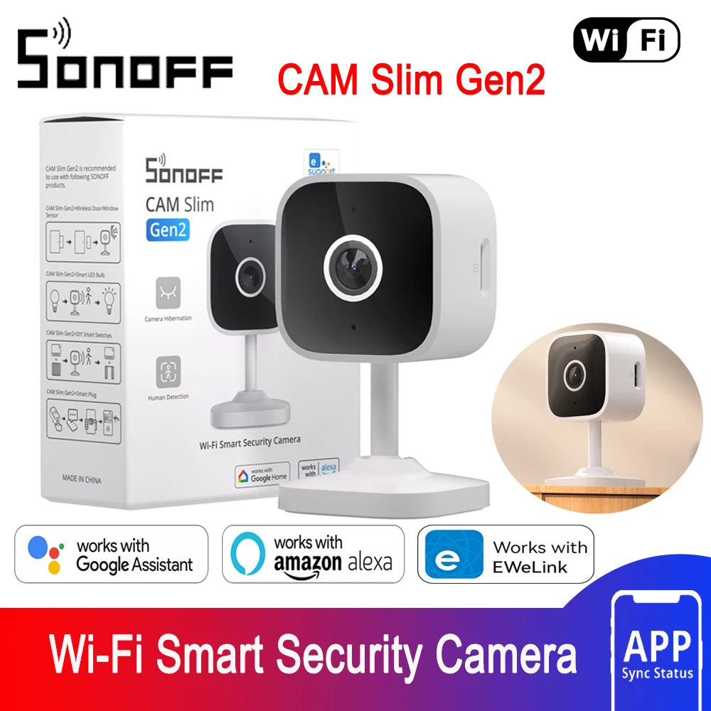 

SONOFF CAM Slim Gen2 1080P HD Wi-Fi умная камера безопасности двусторонняя связь сцены звука с устройствами Sonoff через приложение eWeLink