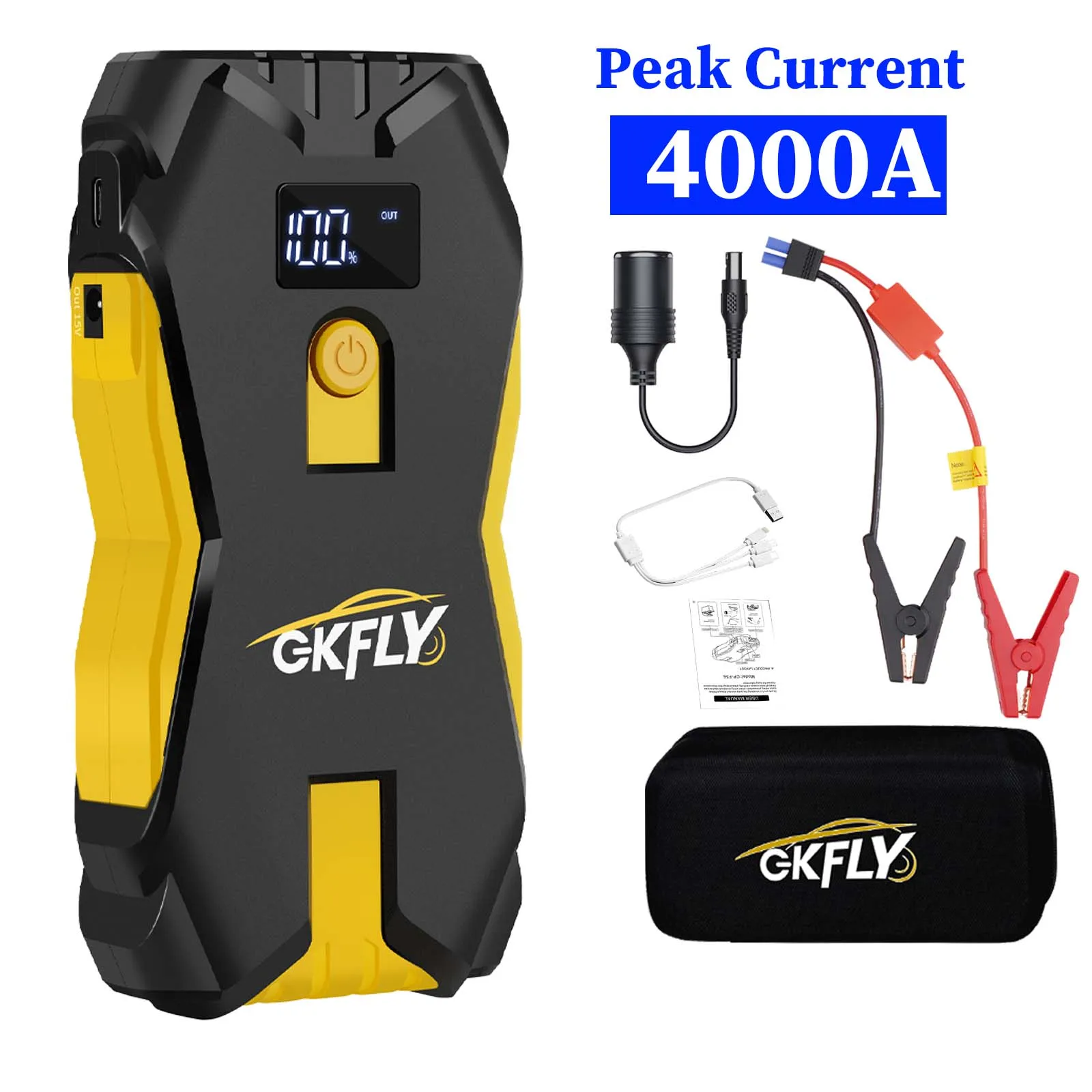 GKFLY Auto Jump Starter 3000A/4000A Draagbare Benzine Diesel Startapparaat 12V Draagbare Power Bank Auto Acculader Buster