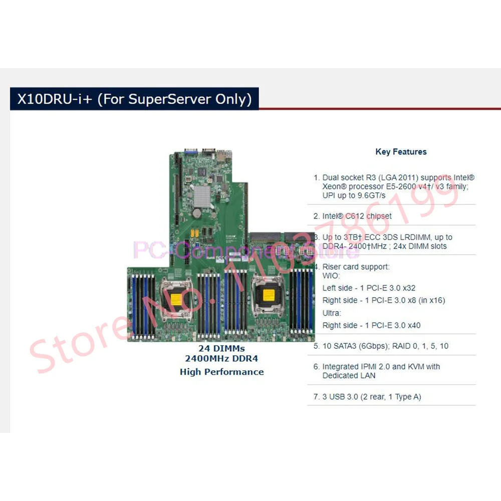 

X10DRU-i+ For Supermicro High Performance Server Motherboard E5-2600 v4/v3 Family LGA2011 DDR4