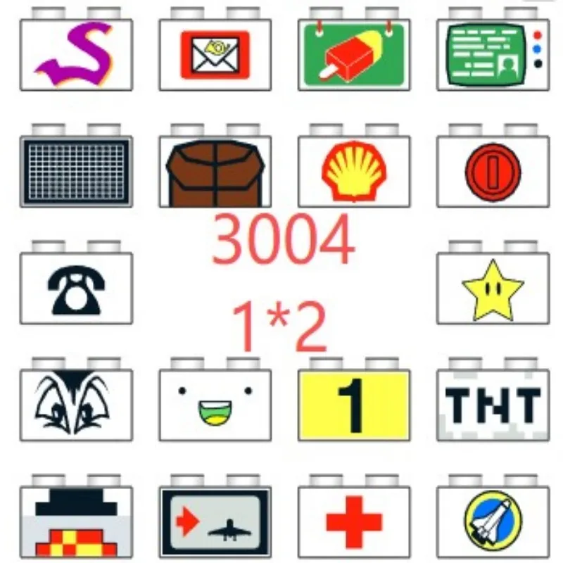 10pcs Building block part 3004 print with interchangeable base color and customized pattern