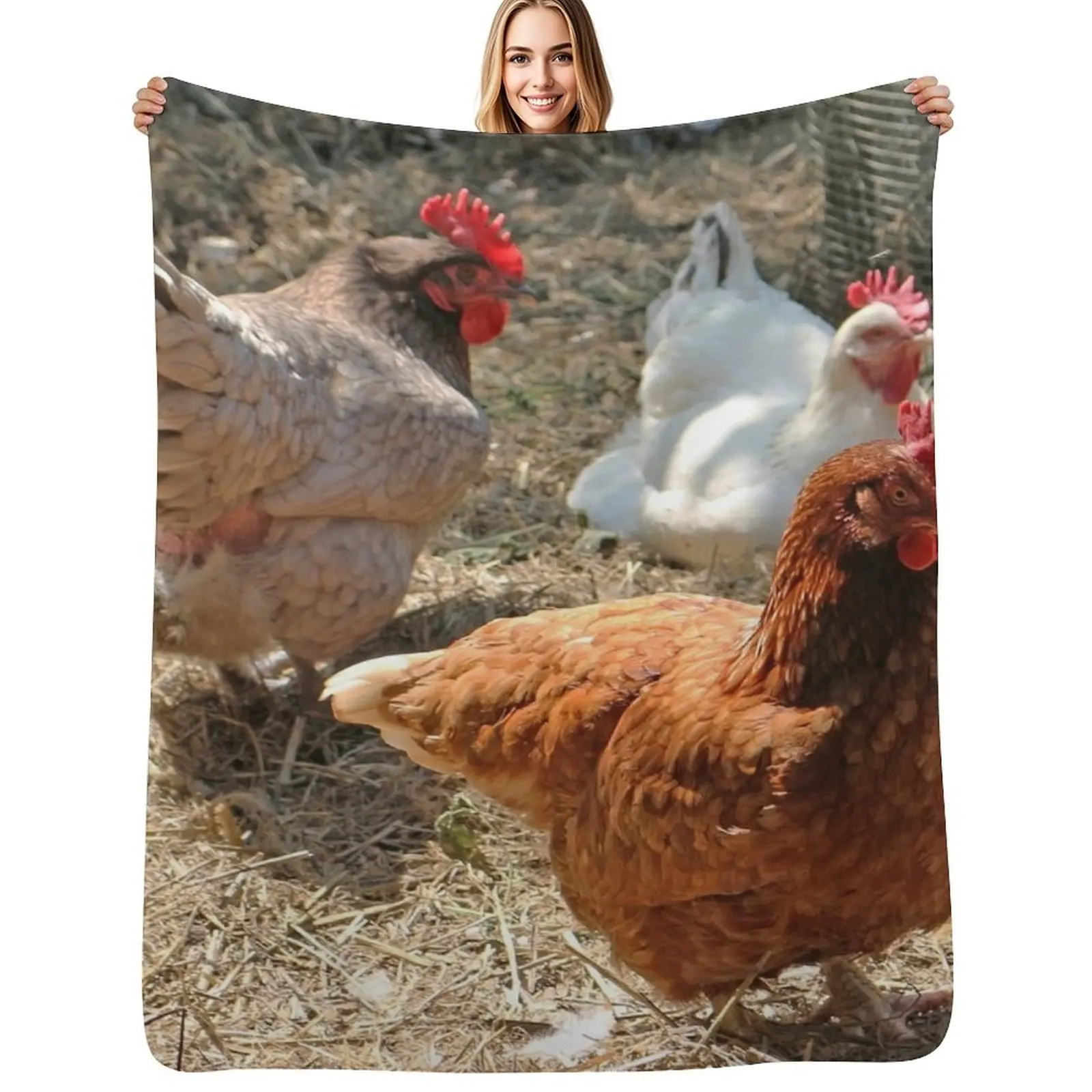 

Chickens Throw Blanket For Sofa Thin Furrys for sofa Summer Beddings Blankets