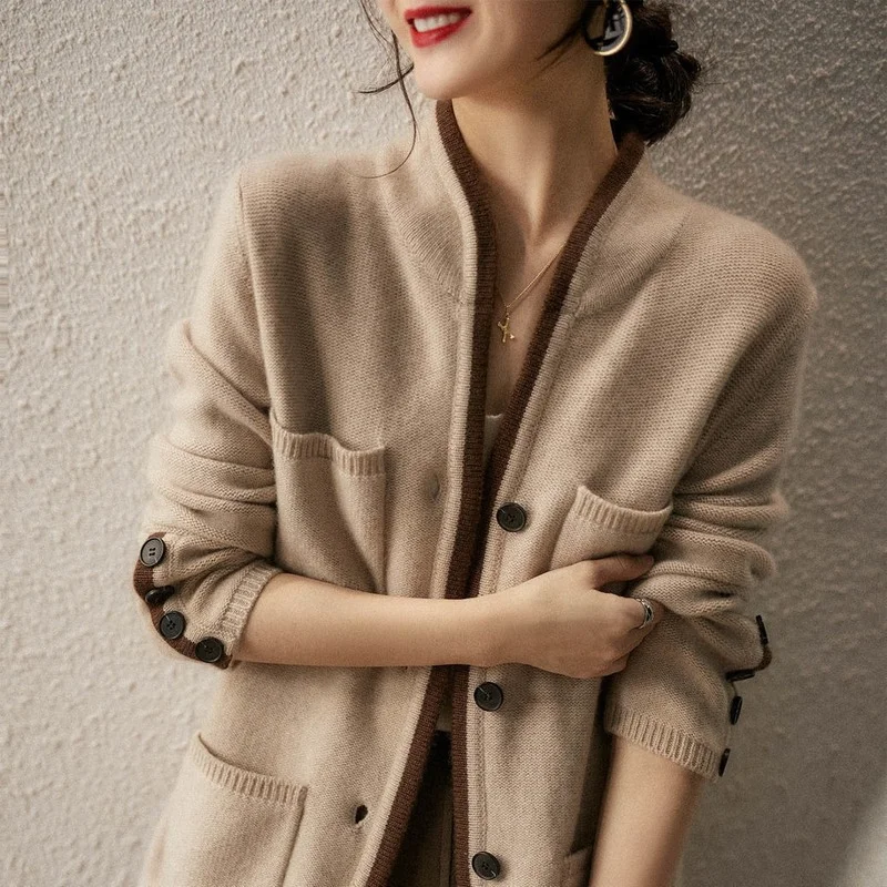 Cardigan Women Elegant Comfortable Autumn Fashion Pockets Female Korean Style Tender Sweater Casual Ins Fit Basic Mujer Knitwear