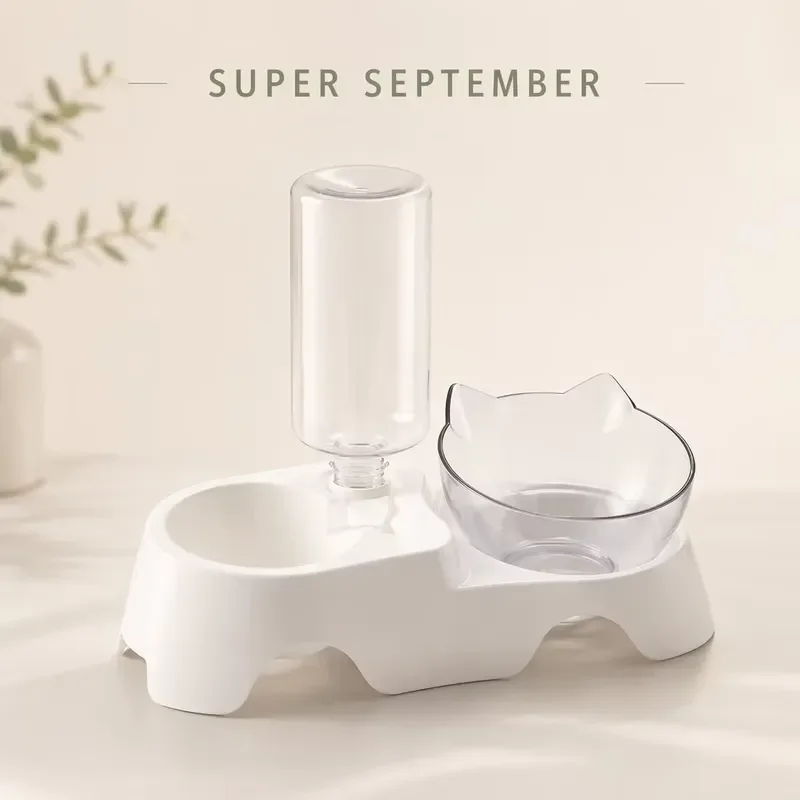 for Premium PP Dog Cat Feeder Water Dispenser Double Bowl Gravity System 4L 5L Capacity Indoor Outdoor Use Certified Quality