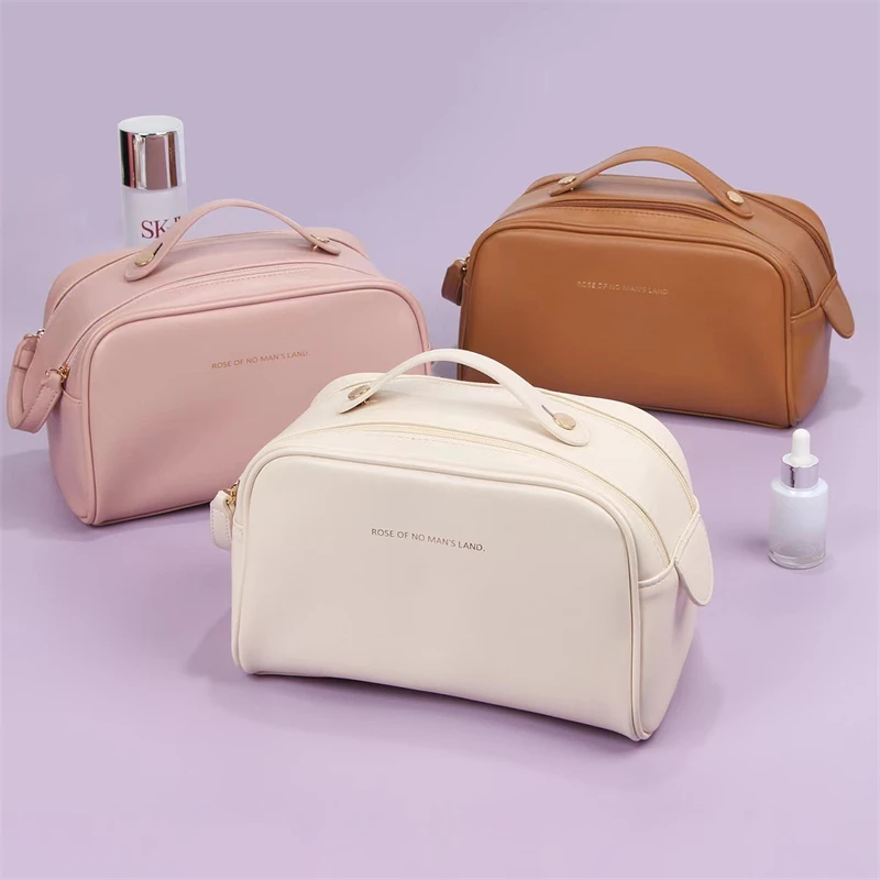 Fahsion borsa per cosmetici da donna borsa per cosmetici portatile con doppia cerniera borse per il trucco di lusso borsa da toilette da viaggio di