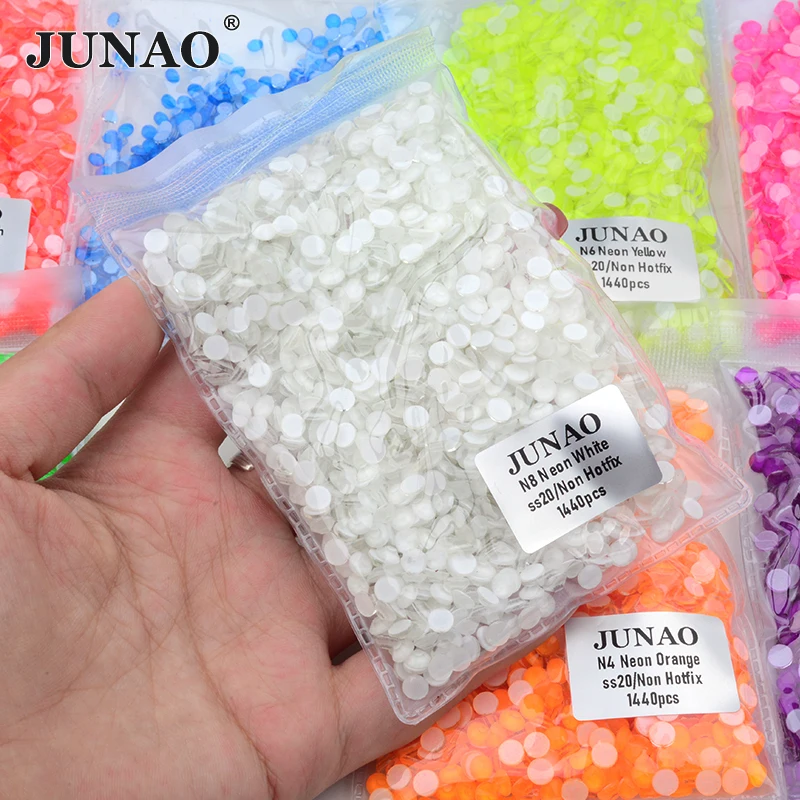 JUNAO SS6 SS16 SS20 SS30 Neon Yellow Glass Rhinestones Flatback Crystal Strass Nail Stones Non Hotfix For Cup Decoration