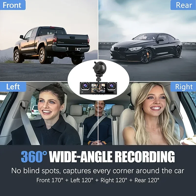 4 Channel Dash Cam for Car 1080P HD Front and Rear Inside Car Camera Night Vision Rear View Camera Night Vision Car Accessories