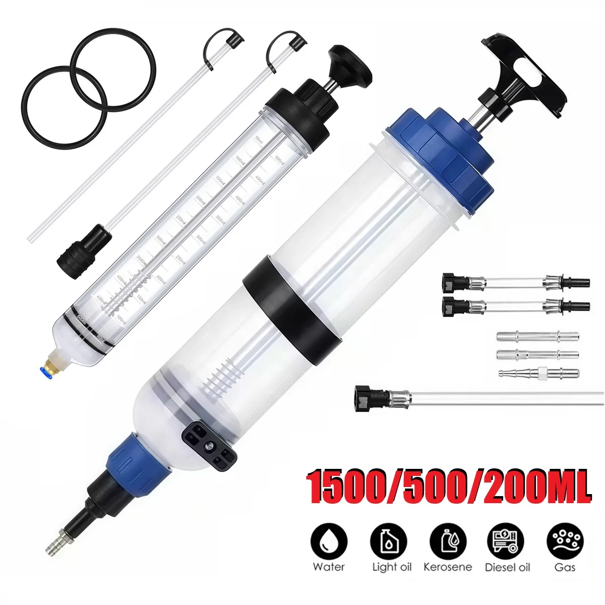 Manual Car Oil Fluid Extractor Pump 200/500/1500cc Fuel Gas Water Transfer Suction Vacuum Brake Liquid Syringe Injecting Tool