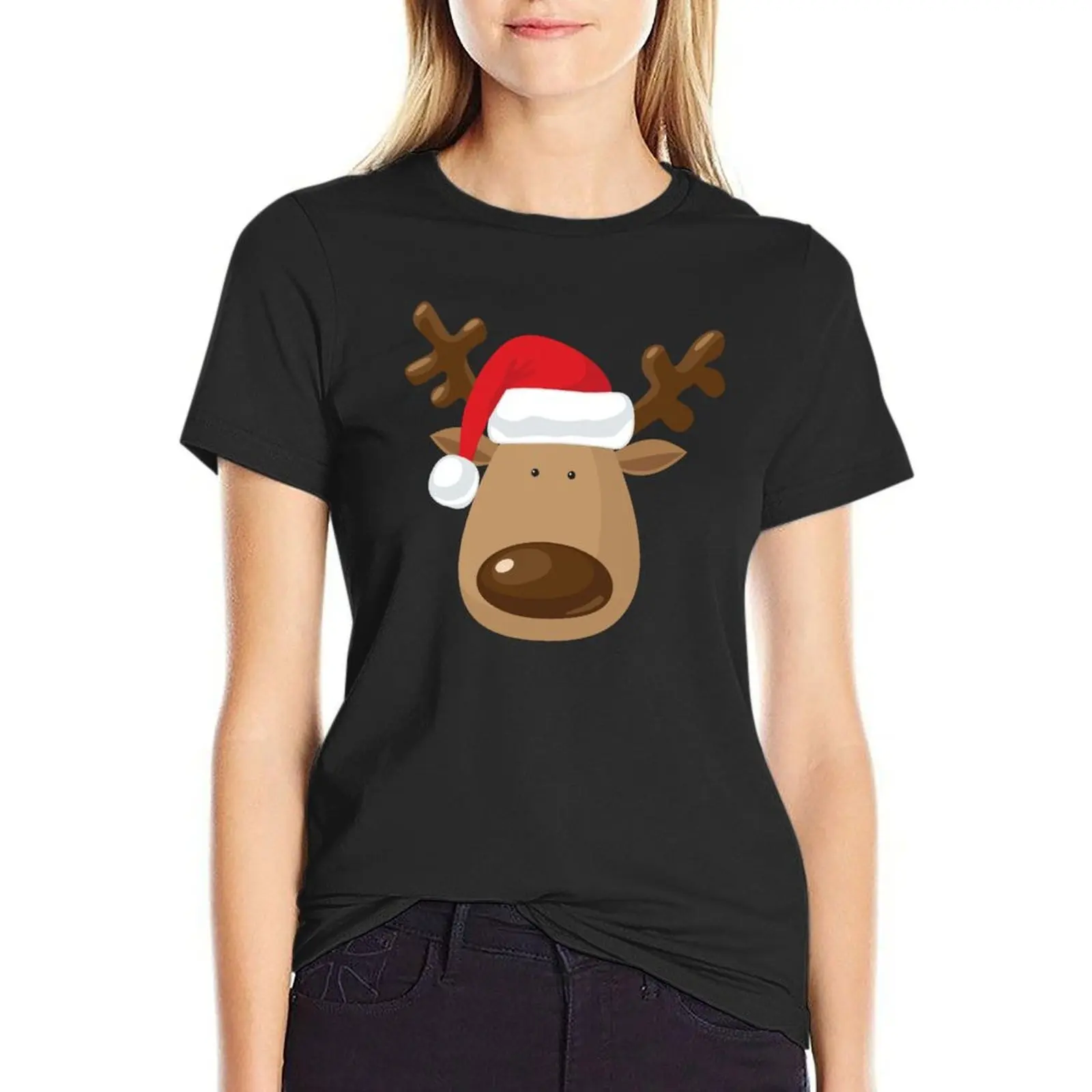 

Reality Glitch Men's Christmas Reindeer T-Shirt sublime animal prinfor sweat clothes for Women