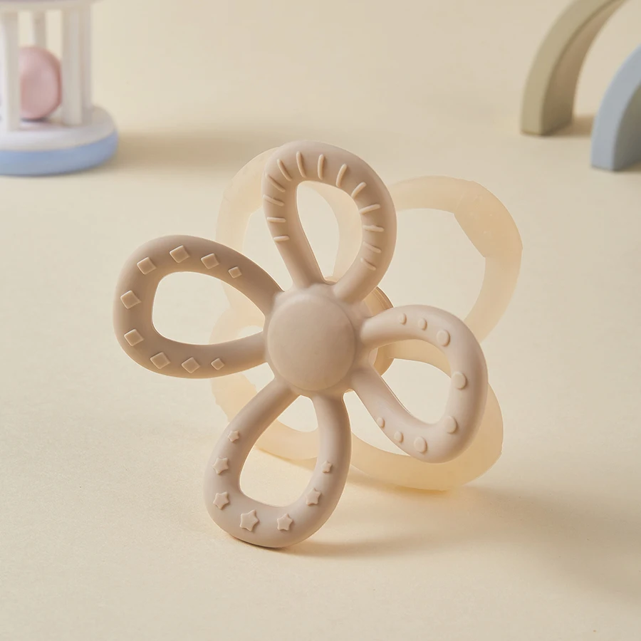 كرة عضاضة للشباب من مطاط السيليكون الناعم على شكل بتلة قابلة للإزالة - لعبة تسنين وقبضة يدوية للطفل #5