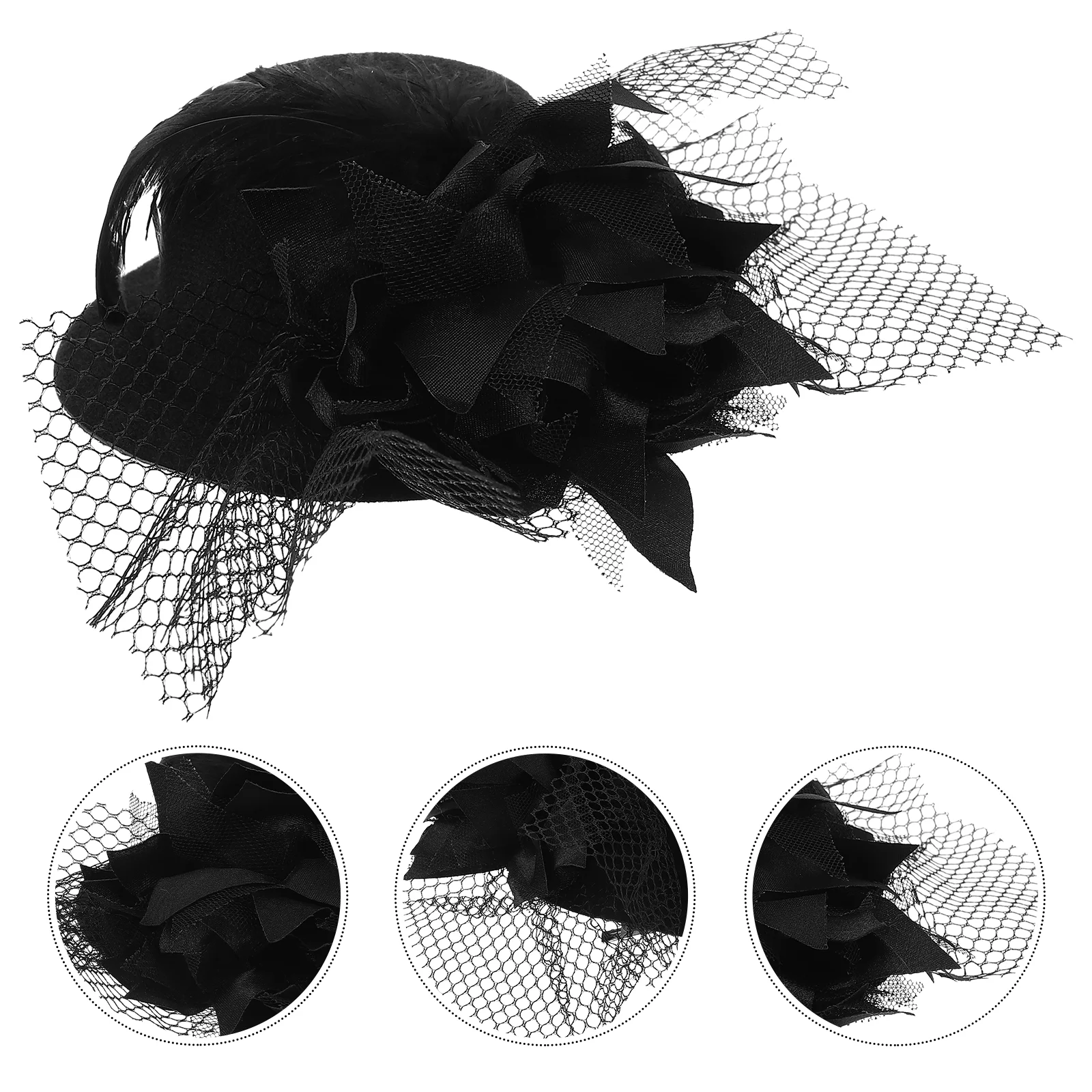 Fashion wanita bunga dekorasi rambut klip pesona Burlesque Punk Mini topi-satu ukuran (hitam)