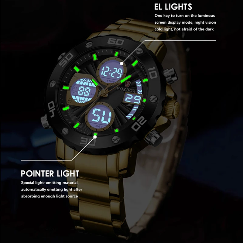 New FOXBOX Fashion Military Watches for Men Luxury Original Sports Chronograph Watch ​Waterproof Quartz WristWatch Montre Homme