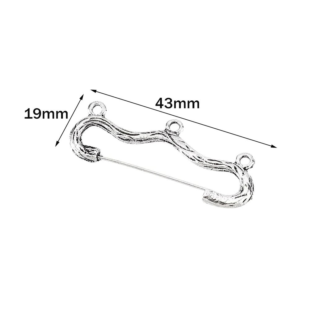 10pcs/LoT Vintage Wave Shape Brooches 3 Holes Charms For DIY Safety Pins Jewelry Making Supplies Accessories Components Crafts
