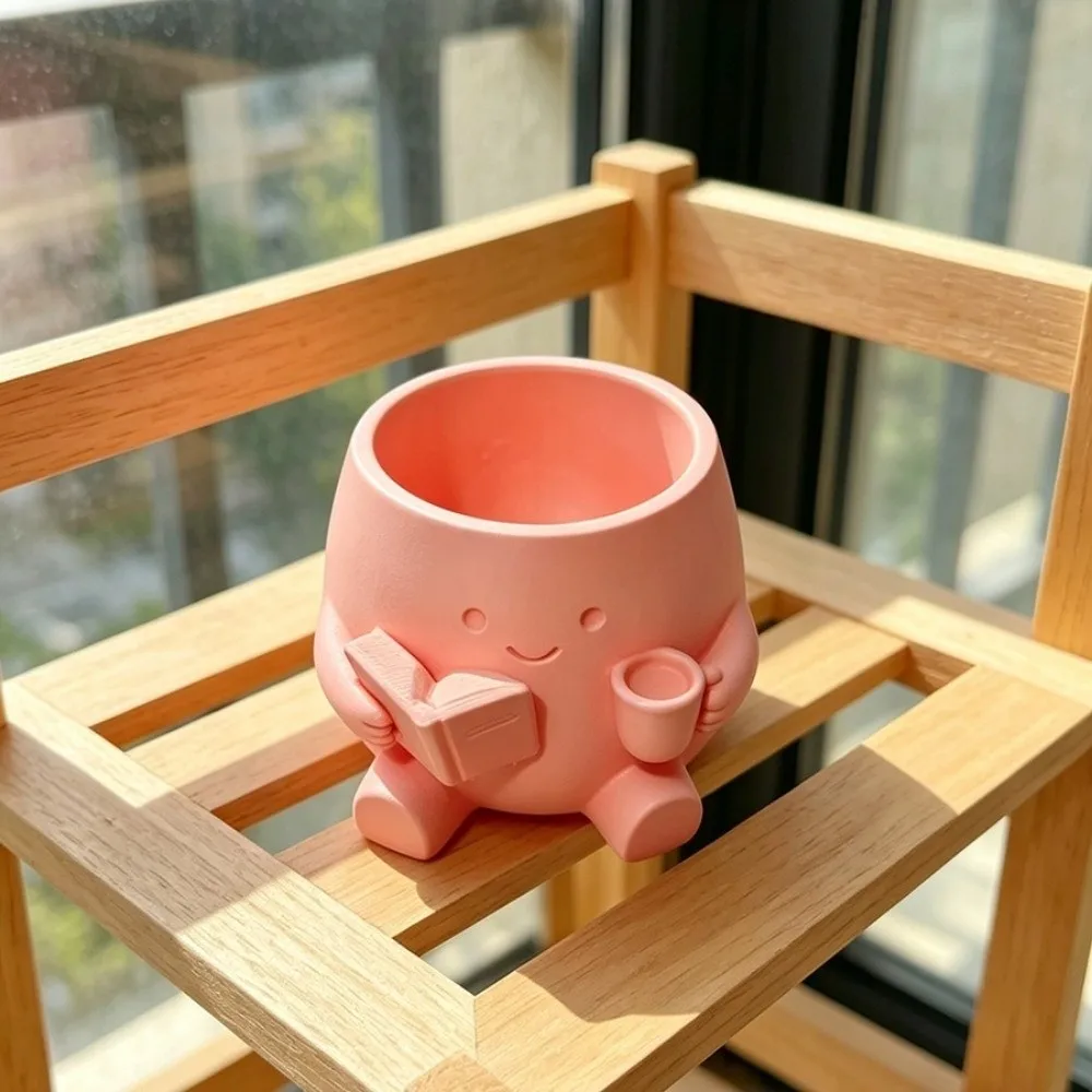 Gardening Gift Mini Size Plant Pot 3D Printed Stylish Design Head Planter Holder Ornaments Desktop Decoration Garden Display