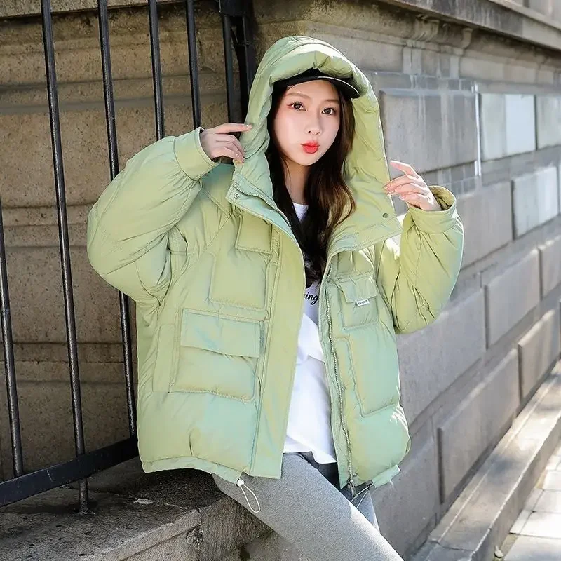 Women\'s Jackets Thick Padding Black Hoodie Duck Down Yellow Quilted Padded Female Coats Korean Popular Clothes 2024 in Promotion