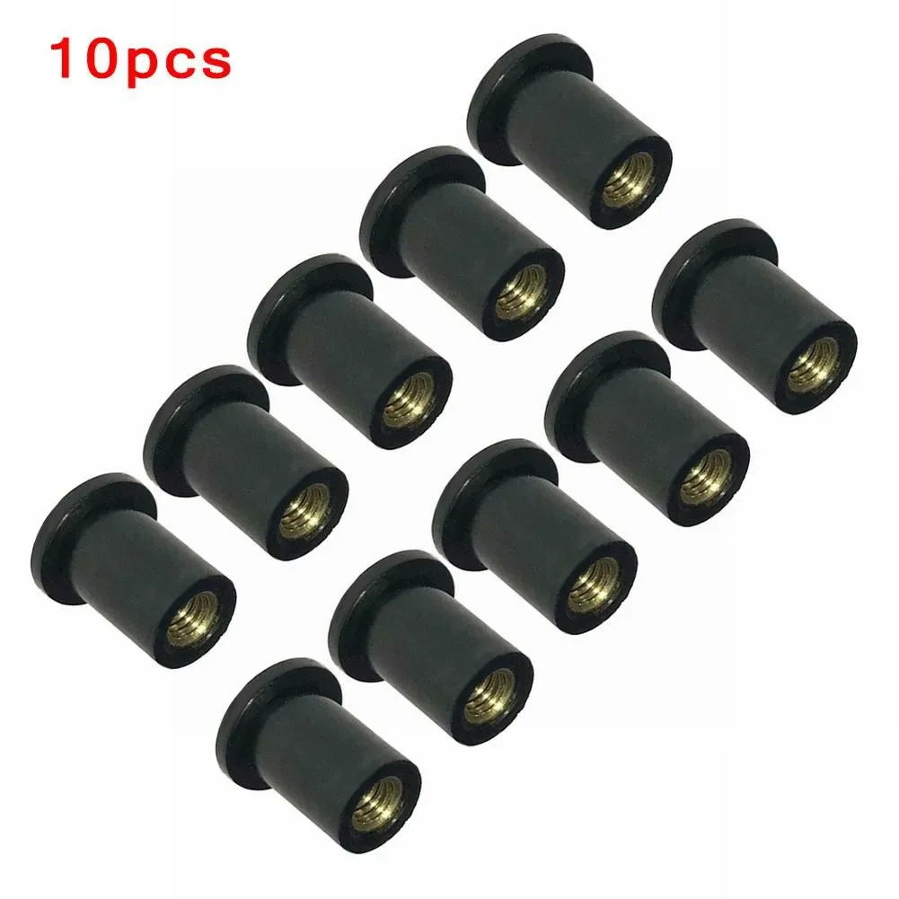 10pcs/set Motorcycle Windshield Rubber Nuts M5 Vibration Damper Panel Mounting Nuts 5mm For Most Windshields Motorcycle ATV