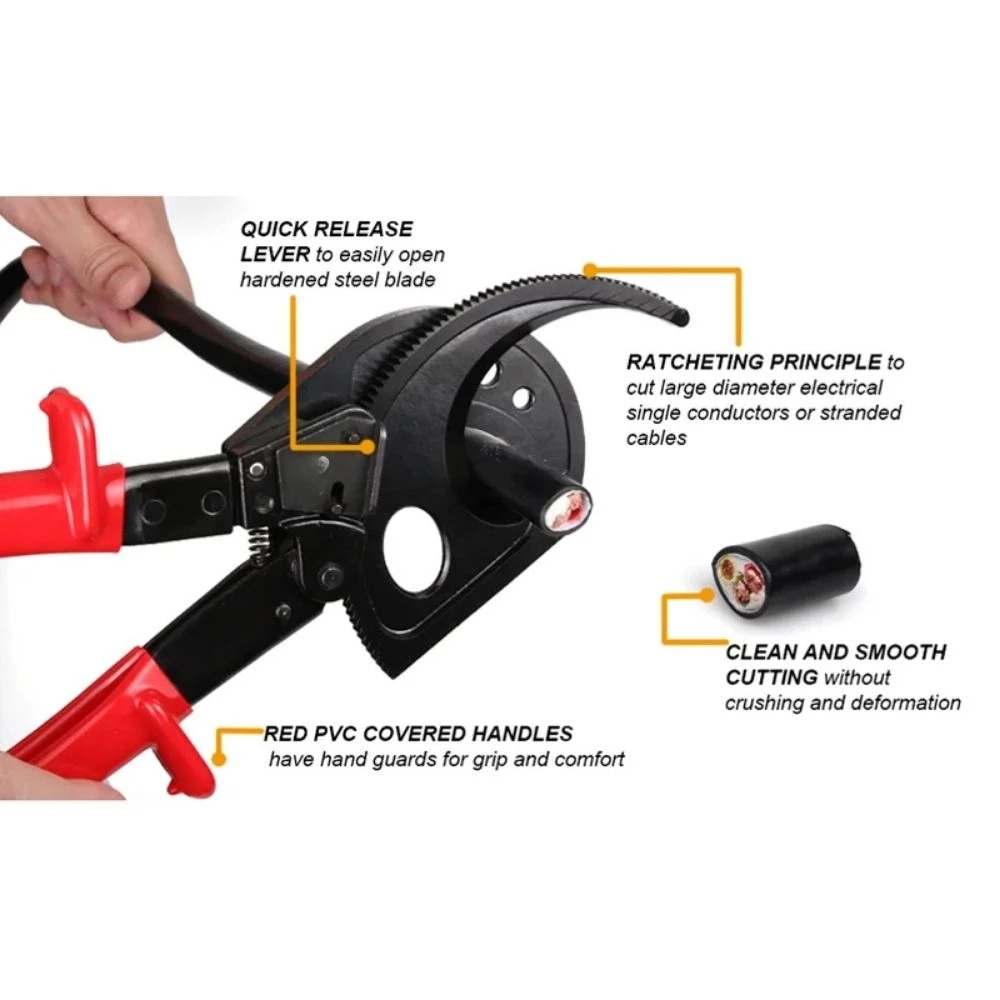 Tagliacavi a cricchetto, tagliacavi per impieghi gravosi per cavo in alluminio rame fino a 400mm ², utensile manuale per il taglio di fili a cricchetto