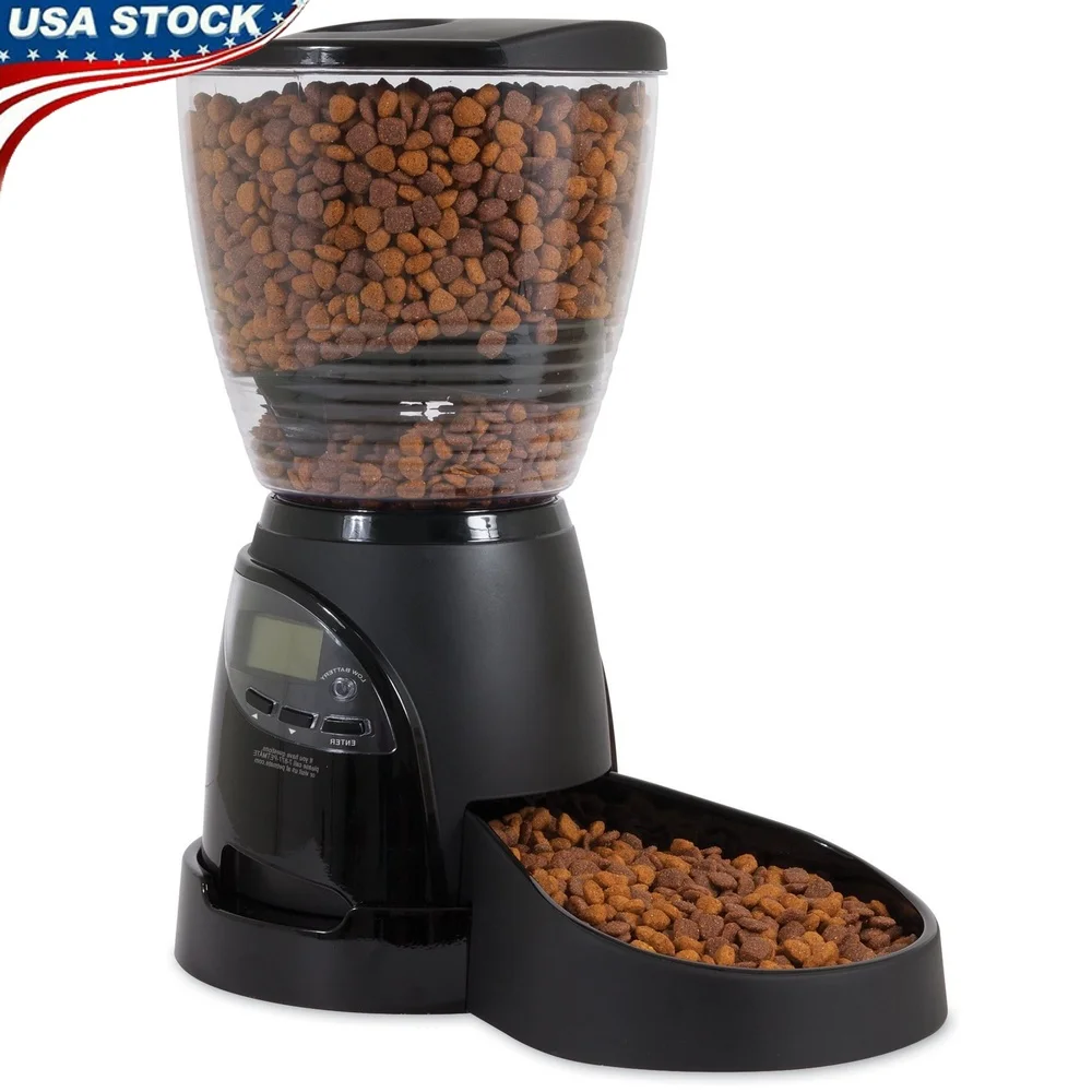 

Programmable Automatic Pet Feeder Dogs Portion Control Food Dispenser with LCD Timer Easy Clean Anti-Slip Stable Design Battery