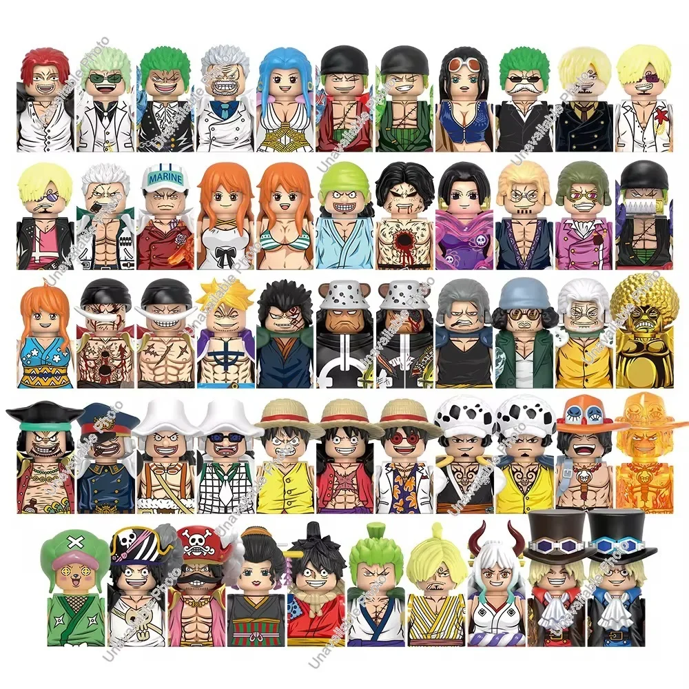 

Hot Toys New Anime Building Blocks one piece Monkey D Luffy Kuzan Roronoa Zoro Sanji Silvers Rayleigh Mini Doll Anime Figure Toy