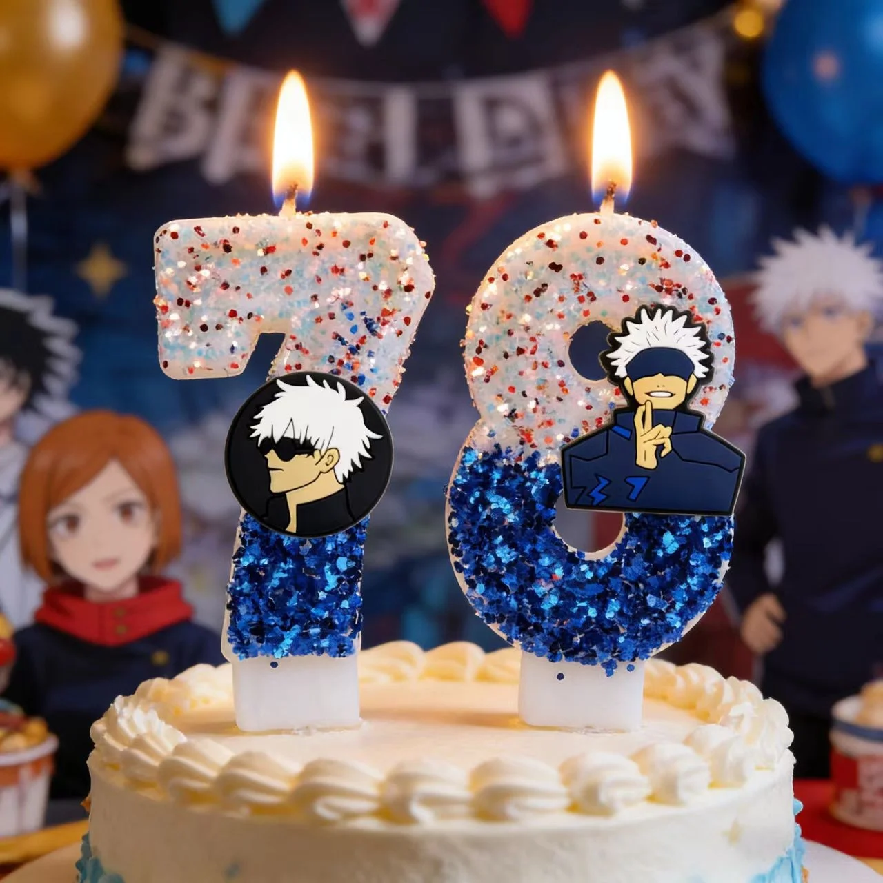 

Мультяшные свечи с тематикой Jujutsu Kaisen, цифры 0-9, для украшения торта на день рождения, топпер для праздничного торта, подарки для детского праздника