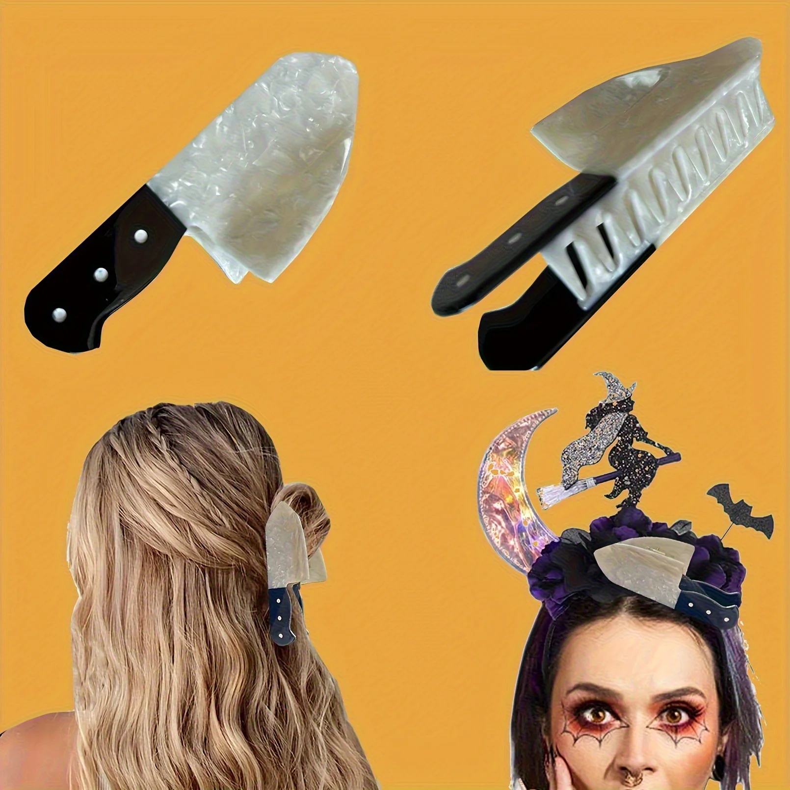 

Заколка для волос в форме ножа — мультяшная ручка в стиле панк Y2K — держатель для хвоста на Хэллоуин для женщин, 14+ лет