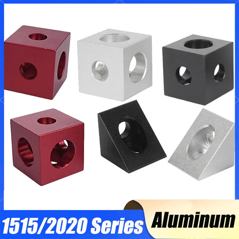 2/10Pcs Aluminum V-Slot Block Cube Triangle Connector Black/Silver/Red 1515 2020 Series Frame Connector Bracket For 3D Printe
