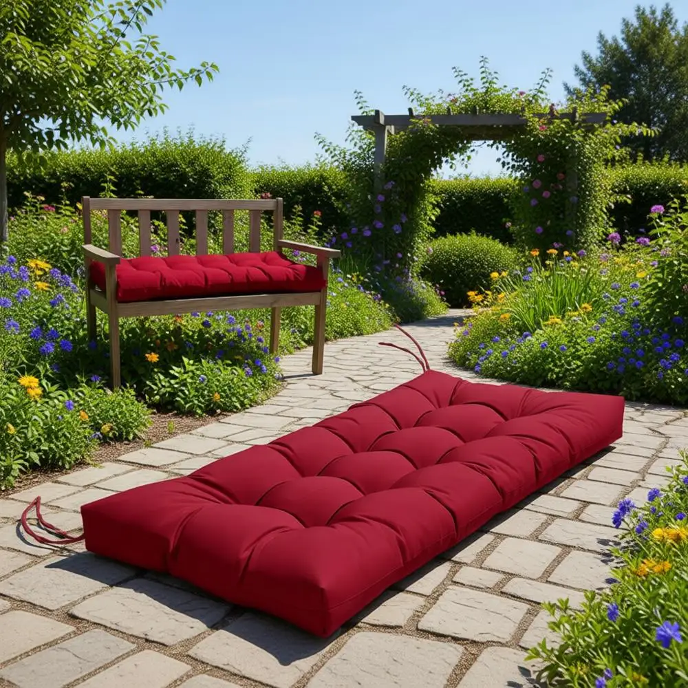 

Подушка для уличной скамейки 44x19 дюймов, водостойкая, с эластичным наполнителем из полипропиленового хлопка и прочными завязками, для садовых качелей и мебели