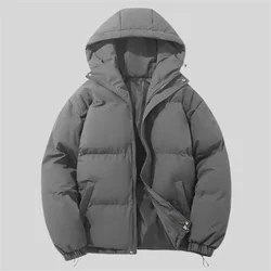 Oversized Men's Winter Fleece Jackets Parkas Hooded Zipper Jackets for Men Thick Warm Casual Pink Jackets Coats Mens Clothing