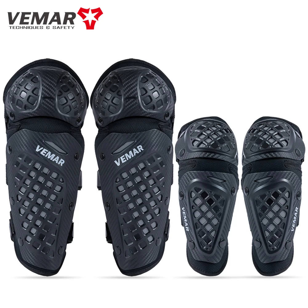 VEMAR Motorcycle Riding Protective Gear Knee Elbow Pads Breathable Lightweight Knee Pads Motorbike Off-Road Cycling 4Pcs/set