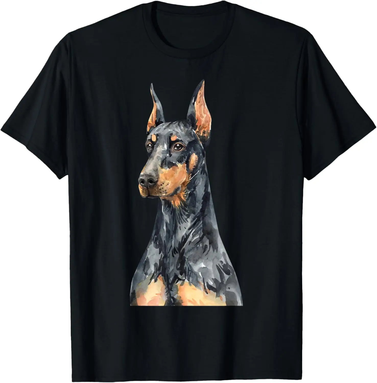 Dobermann Pinscher Watercolour Portrait for Dog Owners T-Shirt