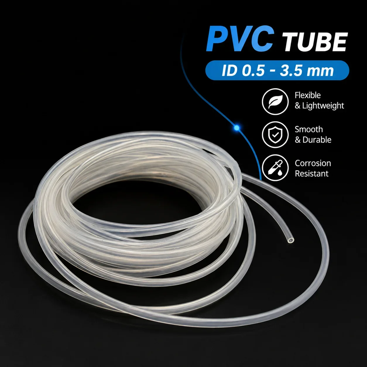 Transparent PVC Capillary Hose ID0.5-3.5mm, Available in Multiple Specifications, Fine Hose, Fluid Sampling and Conveying Pipe