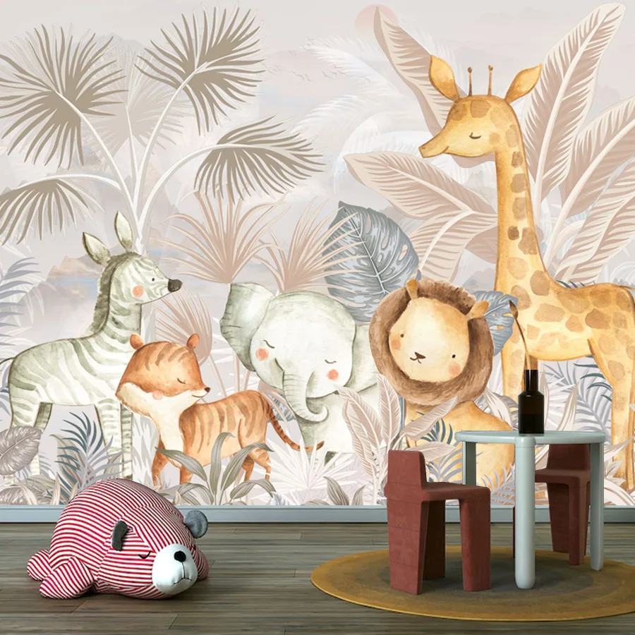 

Самоклеящиеся обои на заказ для гостиной, контактные обои, детские джунгли, лес, сафари, животные, мебель, ремонт, фреска