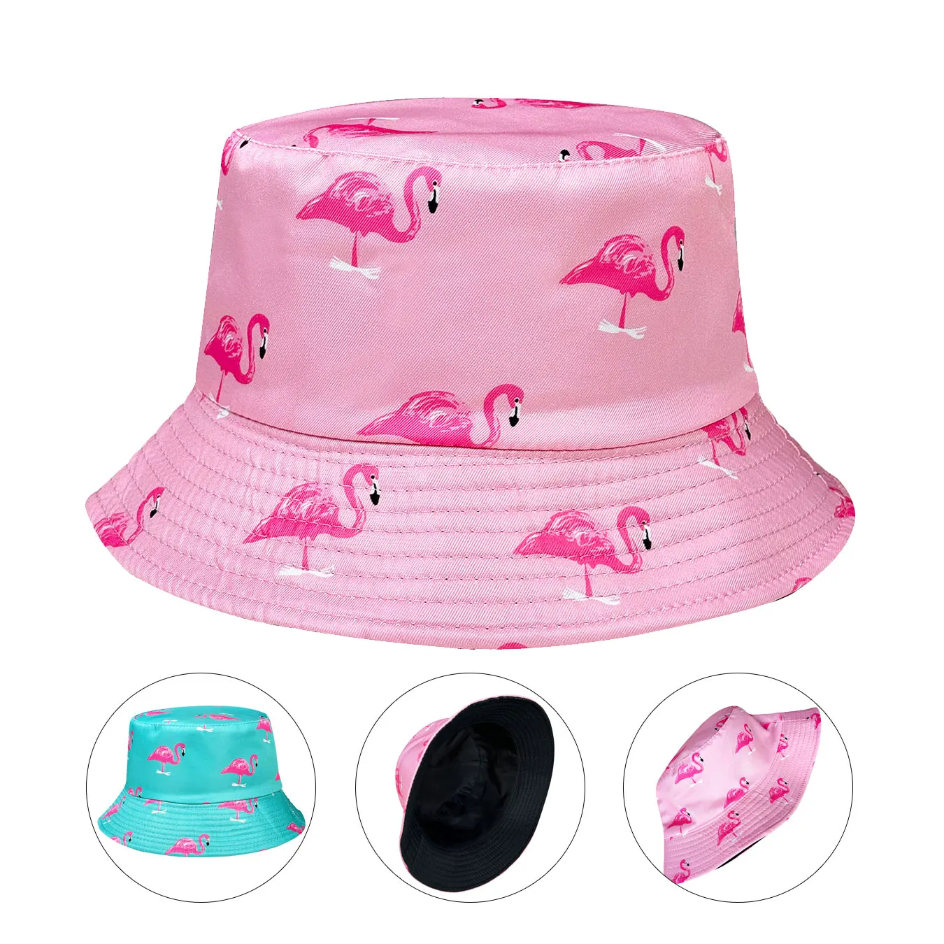 Cartoon Flamingo Print Bucket Hat, Lightweight Design, Reversible, Foldable Sun Hat, Fashionable Accessory Suitable for All Seasons