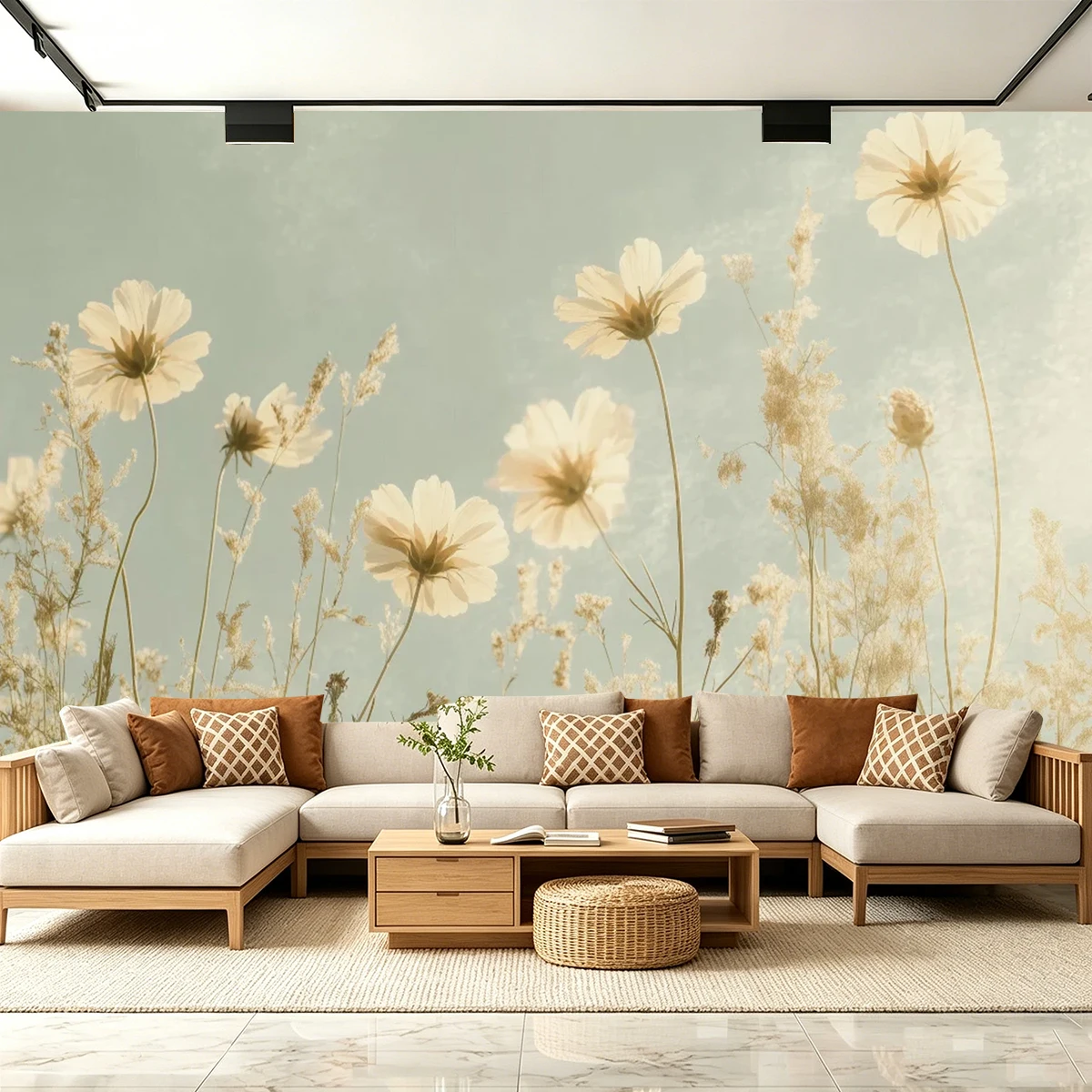 

Custom Size Floral Wall Mural Vintage Flower Wallpaper For Living Room Bedroom TV Background Apartment Home Interior Decor