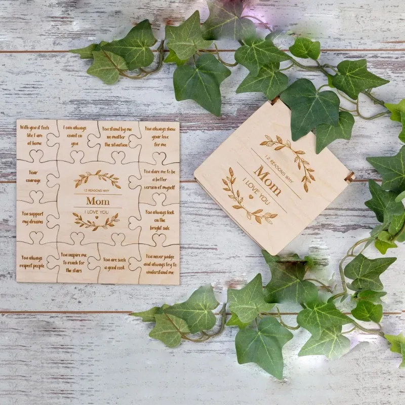 Mother Day Gift Reasons Why I Love You Mom Wooden Jigsaw Puzzle Home Decor Living Room Bedroom Wall Decor Unique Family Present