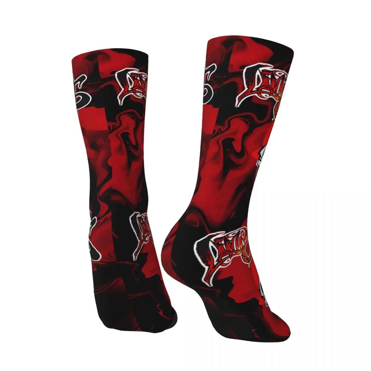 Crazy compression Red Sock for Men Harajuku Limp Bizkit Seamless Pattern Crew Sock Novelty