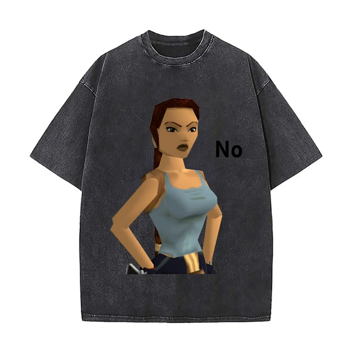 Lara Croft Gaming-inspirado, 'Lara Croft' Tomb Raider diseño 2025 camisetas Vintage lavadas calle Hip Hop Retro Punk camiseta