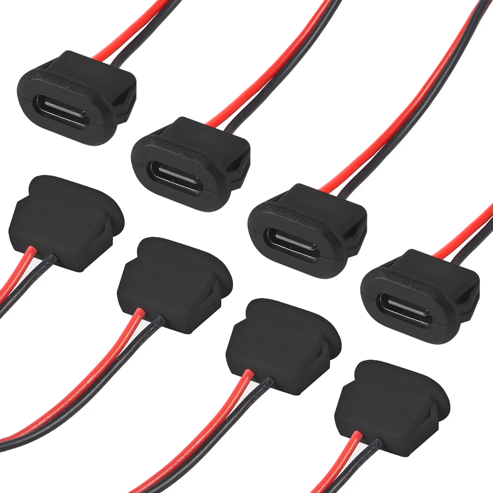 1/5/10pcs Type-C Female Chassis 2 Pin Type-C Female Socket Connector Waterproof Jack Female Charging Port with Card Buckle