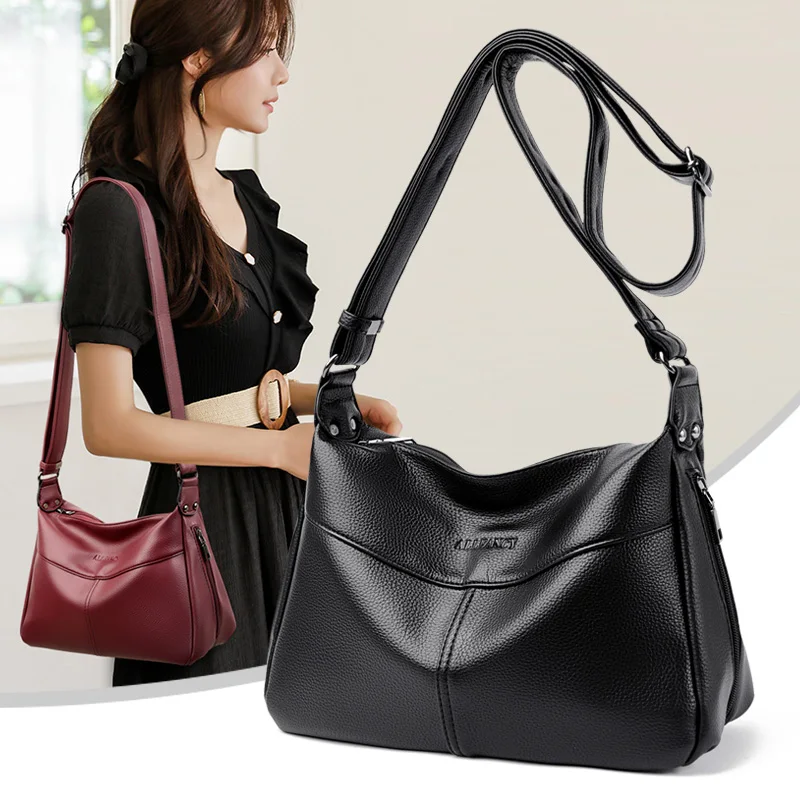

New Women Stylish PU Leather Sling Bag Solid Color Shoulder Bag Underarm Bag Fashionable Portable Large Capacity Handbag wallet