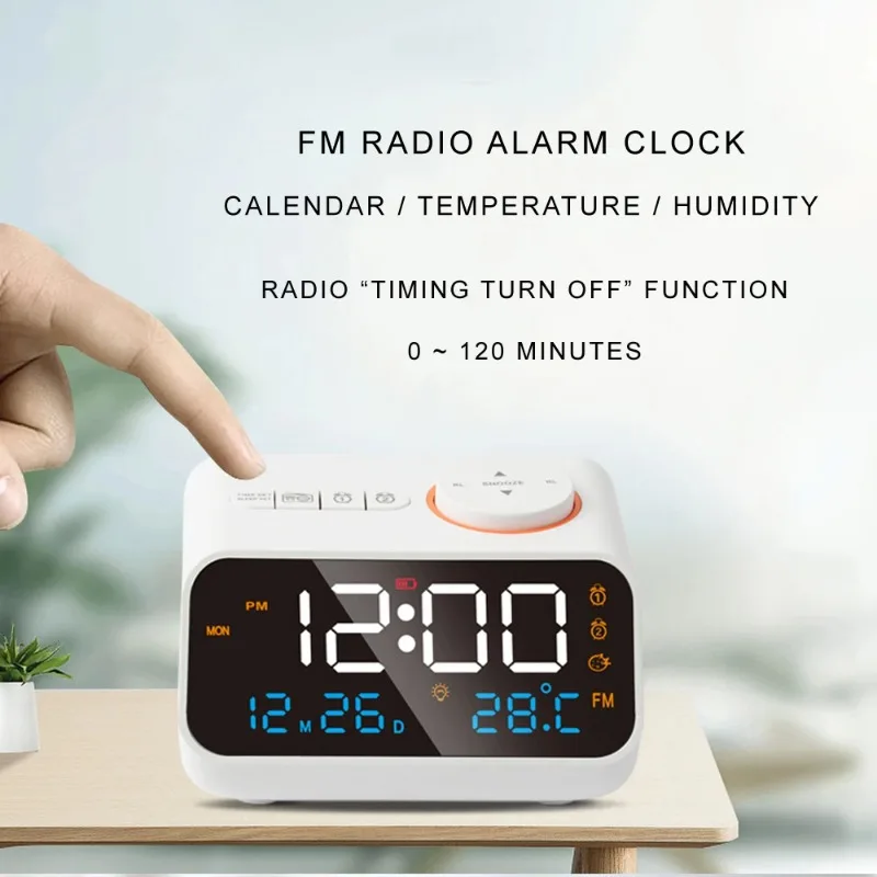 Xiaomi Mordern FM Radio LED Alarm for Bedside Wake Up Digital Table Calendar with Temperature Thermometer Humidity Hygrometer