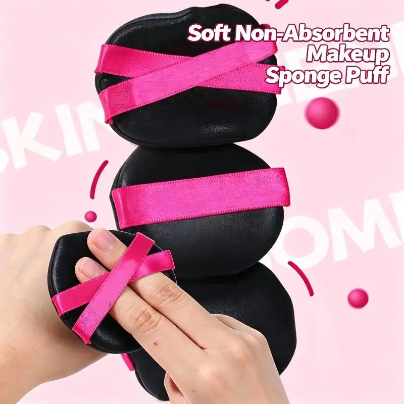 Makeup Sponge Puff Soft Non-Absorbent Beauty Gift with Pink Strap 1/3Pcs/Box for Girls Foundation Makeup Use