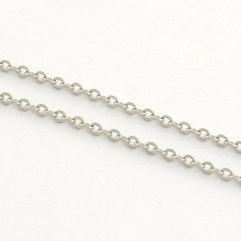 

5M 1.5x1x0.3mm Non-Tarnish 304 Stainless Steel Cable Chains Soldered Flat Oval Stainless Steel Color for DIY Necklace Bracelet