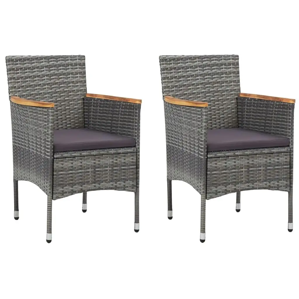 Set of 2 Gray Poly Rattan Patio Dining Chairs - Stylish Outdoor Furniture