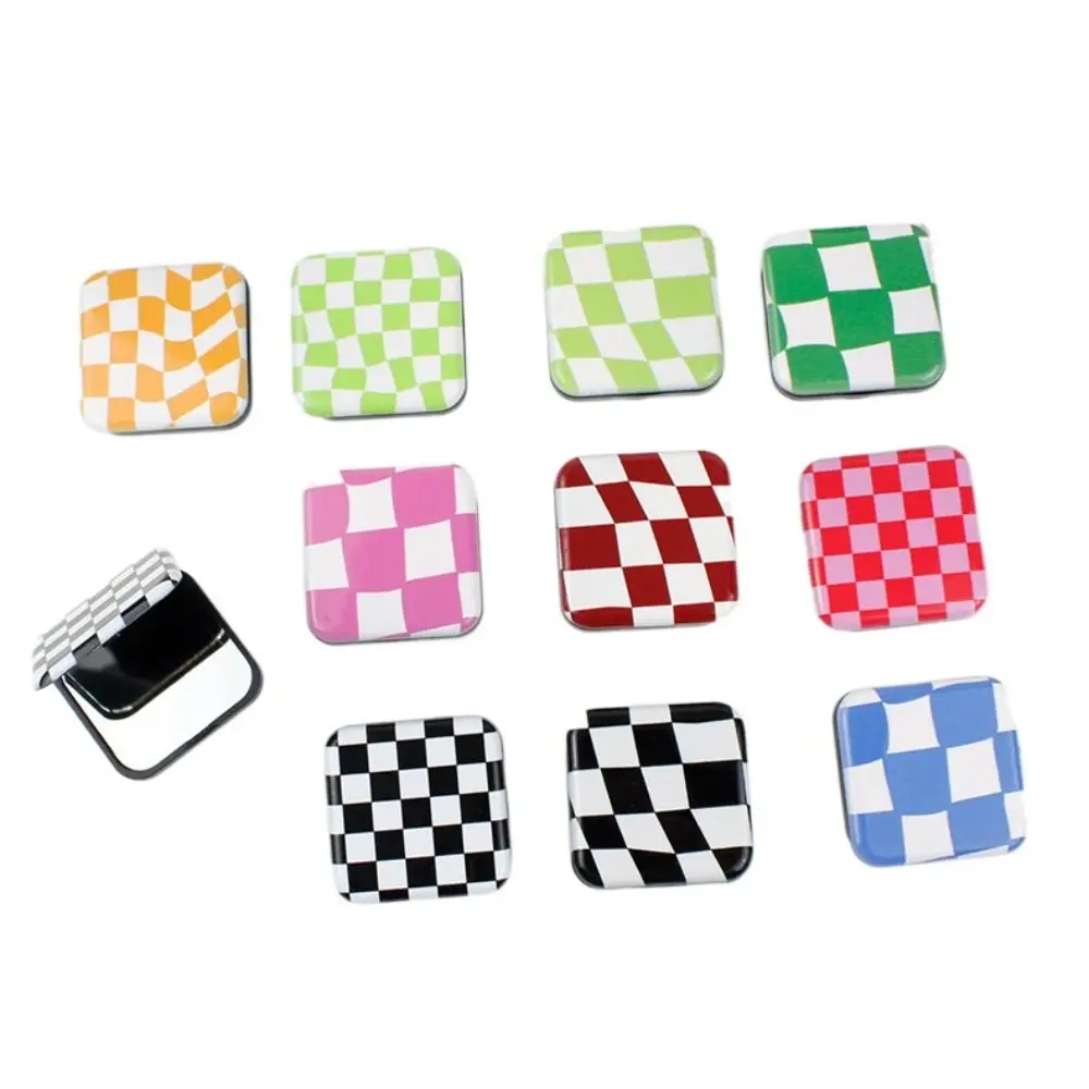 女性ガールズアクセサリー折りたたみ電話ブラケットコンパクトミラーチェック柄ミラー化粧鏡電話スタンドホルダー化粧鏡